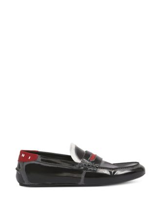 Marni penny-strap leather loafers - men - Calf Leather/Calf Leather/Calf Leather - 39 - Black