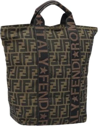 Fendi Pre-owned Tote Bags, female, Brown, Size: ONE SIZE Pre-owned Zucca Canvas Tote Bag