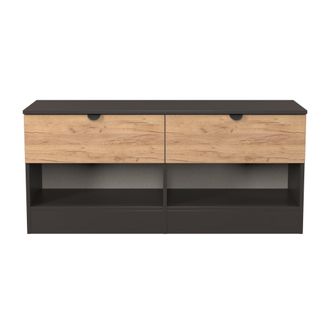 Lewis's Bora 2 Drawer Bed Box in Gold Craft Oak & Graphite - Ready Assembled - Lewiss Home | TJ Hughes
