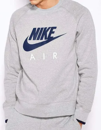Nike Mens Nike Air AW77 Mens Fleece Crew Sweatshirt Grey - Size: 42