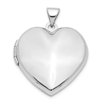 Diamond2Deal 14k White Gold 21mm Heart Domed Family Locket Pendant