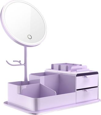 OEM Caja Organizadora De Cosm&eacute;ticos Con Espejo De Maquillaje Led - Morado