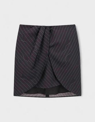 Off-white Womens Pinstripe Twist Mini Skirt Grey - Black - Size: 14