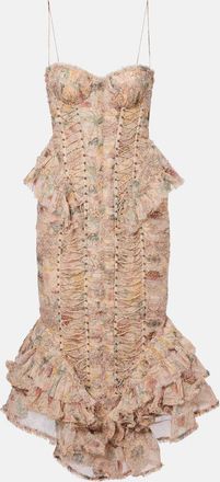 Zimmermann Abito midi Rebellion in seta con stampa