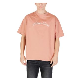 Calvin Klein Jeans T-Shirts, male, Pink, Size: 2XL SS Center Chain Stitch T-Shirt