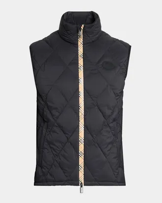 Burberry Men & apos;s Acresford Check-Tape Quilted Vest