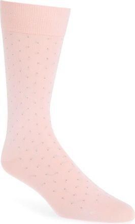 Pantherella Gadsbury Fil Coup&eacute; Dot Dress Socks in Shell Pink at Nordstrom, Size Medium