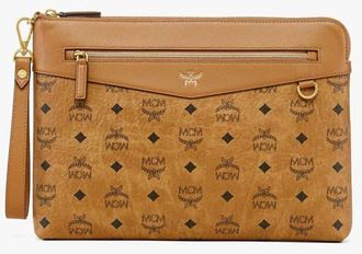 MCM Diamond Wristlet Pouch in Visetos in Brown at Nordstrom