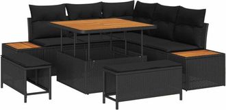 vidaXL Garden Sofa Set with Cushion 8 pcs Black Poly rattan vidaXL