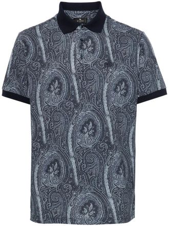 Etro All-Over Foliage Cotton Polo Shirt
