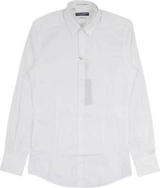Dolce & Gabbana Formal Shirts, male, White, Size: 2XL Stretch Cotton Shirt
