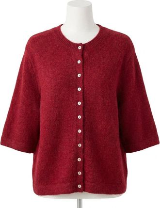Faherty Apres Alpaca Cardigan In Wine Rust