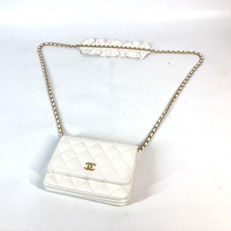 Chanel White Leather Chain/Shoulder Wallet (Pre-Owned)