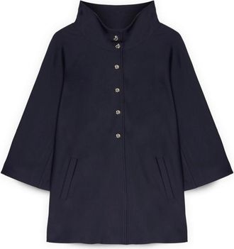 Fiorella Rubino Milano Stitch High Neck Jacket - Dames - Zomerjassen - Blauw - M/L - Polyester - Jassen