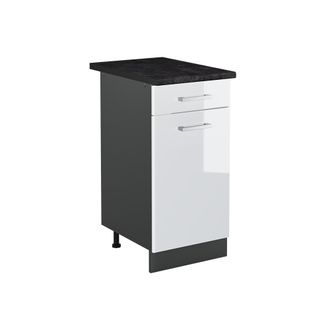 Vicco Mueble Bajo De Cocina R-line, Blanco Alto Brillo/antracita, 40 Cm Encimera Antracita, Vicco