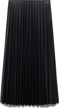 Mango Pleated Faux Leather Midi Skirt in Black at Nordstrom, Size Small