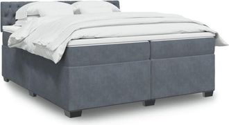 vidaXL Cama Box Spring Con Colch&oacute;n Terciopelo Gris Oscuro 200x200 Cm Vidaxl