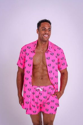 OOSC Baewatch Mens Short Sleeve Shirt in Pink at Nordstrom, Size X-Small