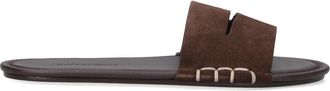 J.W.Anderson Brown Calf Leather Open-Toe Slides with Contrast Stitching