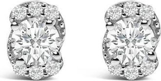 House of Brilliance Sterling Silver 5/8 Cttw Lab Grown Diamond Oval Cluster Stud Earrings at Nordstrom