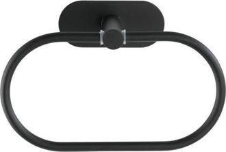 OEM Toallero De Pared Negro Para Ba&ntilde;o Con Anillas Turbo-loc Sin Necesidad De Taladrar, De Acero Inoxidable, Dimensiones: 20,5 X 12,5 X 7,5 Cm, Negro Mate