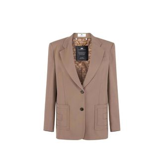 Elisabetta Franchi Dames, Jassen, Beige, Maat: L Gabardine