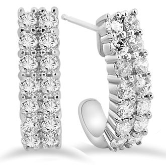 Pompeii3 1 3/8 CT Natural Diamond Hoops White Gold 3/4 Tall