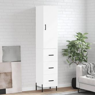 Berkfield Home Highboard White 34.5x34x180 cm Engineered Wood