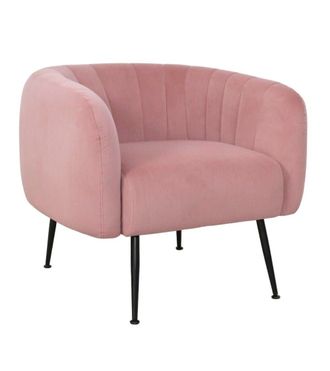 Home Heavenly Butaca dise&ntilde;o envolvente de terciopelo rosa y patas negras