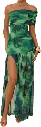 Runaway The Label Womens Misaki One Shoulder Maxi Dress In Calista Green