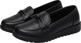 Generic Loafers for Women Wide Width Walking Shoes Solid Color Fashionable Lightweight Comfortable Classic Slip On Pumps Shoes Casual Work Black