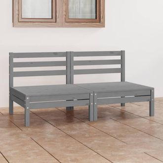 vidaXL Sof&aacute; De Jard&iacute;n 2 Plazas Madera Maciza Pino Gris Vidaxl
