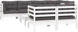 vidaXL Muebles De Jard&iacute;n 8 Pzas Con Cojines Blanco Madera Maciza Pino Vidaxl