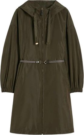 Max Mara Waterafstotende Taffeta Parka - Dames - Trenchcoats - Groen - M - Katoen - Jassen