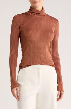 Elie Tahari Semisheer Turtleneck Sweater in Copper Orange at Nordstrom Rack, Size X-Small