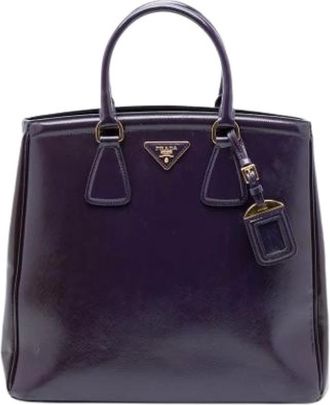 Prada Pre-owned Handbags, female, Purple, Size: ONE SIZE Pre-owned Leather Tote