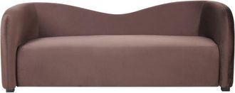 Beliani Sof&aacute; Moderno De Terciopelo De 3 Plazas Con Forma Curvada Marr&oacute;n Sala De Estar Veltada