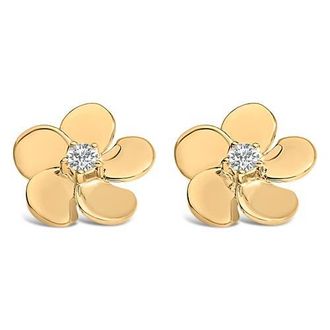 House of Brilliance 10K Gold 1/3 Cttw Lab Grown Diamond Flower Petal Stud Earrings in Yellow at Nordstrom