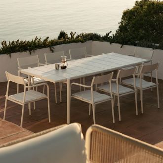 Sklum Set De Mesa Rectangular 235x105 Cm Y 8 Sillas De Jard&iacute;n Apilables En Acero Tossa Sklum