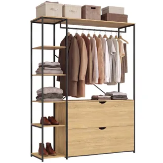IDMarket Armadio Con Ripiani L. 113 Cm Detroit 2 Cassetti Design Industriale