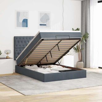 vidaXL Vidaxl - Estructura Cama Otomana Colchones Terciopelo Gris Oscuro