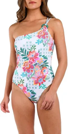 La Blanca Riviera One-Shoulder One-Piece Swimsuit in White at Nordstrom Rack, Size 10