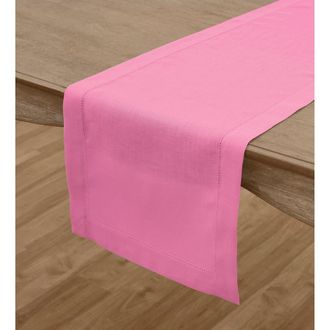 Solino Home Linen Table Runner - Classic Hemstitch in Flamingo Pink at Nordstrom, Size X-Small/small