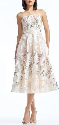 Dress The Population Kailyn Floral Appliqu&eacute; Strapless Cocktail Dress in Pink Multi at Nordstrom Rack, Size Xx-Large