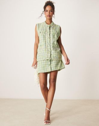 Sister Jane Sister Jane tweed mini skirt in green - part of a set