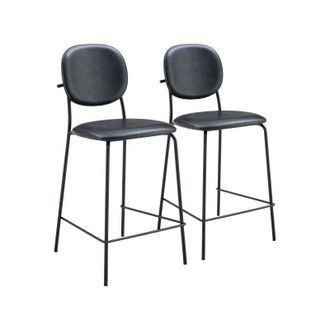 Happy Garden Set di 2 sgabelli da bar edmond in similpelle nera