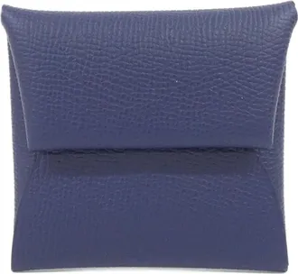 Herm&egrave;s Bastia Blue Navy Epsom Leather Coin Purse/Coin Case (Pre-Owned)