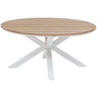 Hesperide Hesperide - Mesa De Jard&iacute;n De 4 Plazas Oriengo De Acacia Y Aluminio Epoxi Blanco - Hesp&eacute;ride