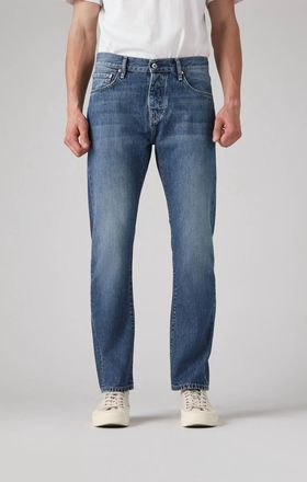 C.O.F. STUDIO High Rise Straight Fit Jeans In Light Denim Authentic Aged
