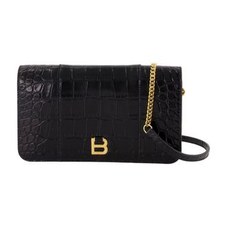 Balenciaga Tassen, Dames, Zwart, ONE Size, Leer, Hourglass Telefoon Pouch